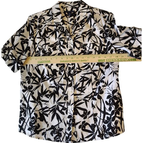 Westbound Petites 100% Linen Black White Floral Button Up Short Sleeve Size 10P - Picture 2 of 9